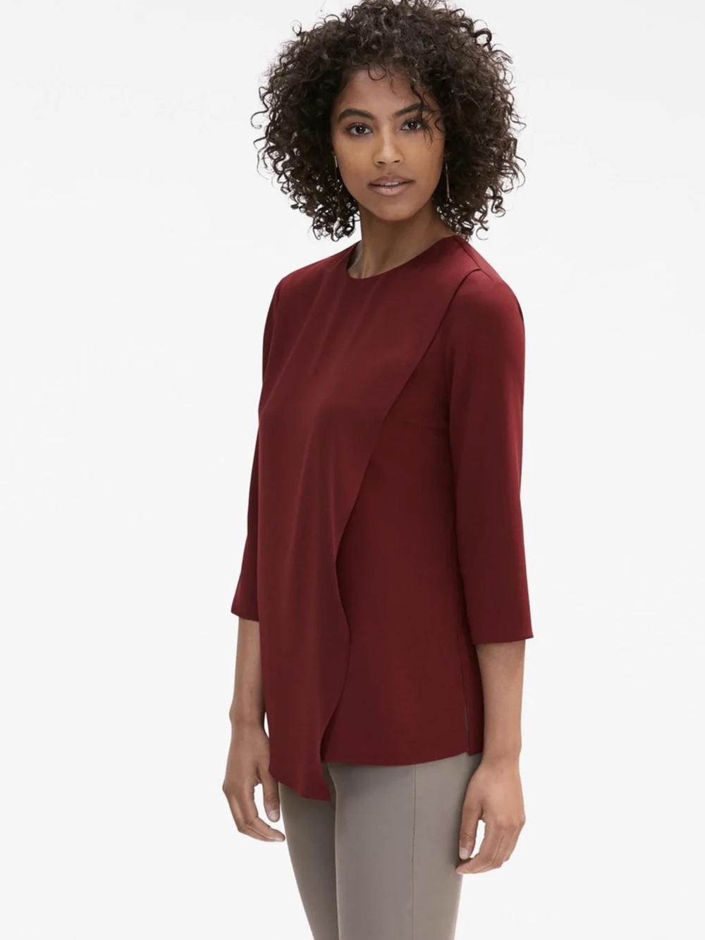 MM Lafleur Bourgeois Red Faux Layered Blouse Top Large